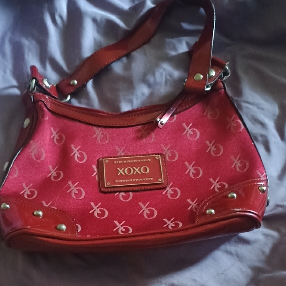XOXO Red Shoulder Bag with Monogram Design